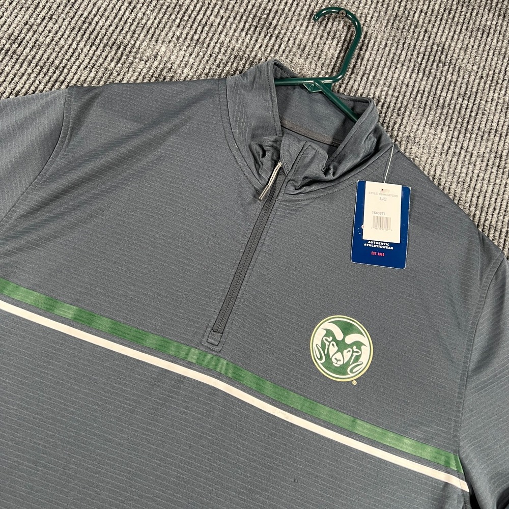 Colorado State Rams Pullover Shirt Mens Large Gray Long Sleeve 1/4 Zip New